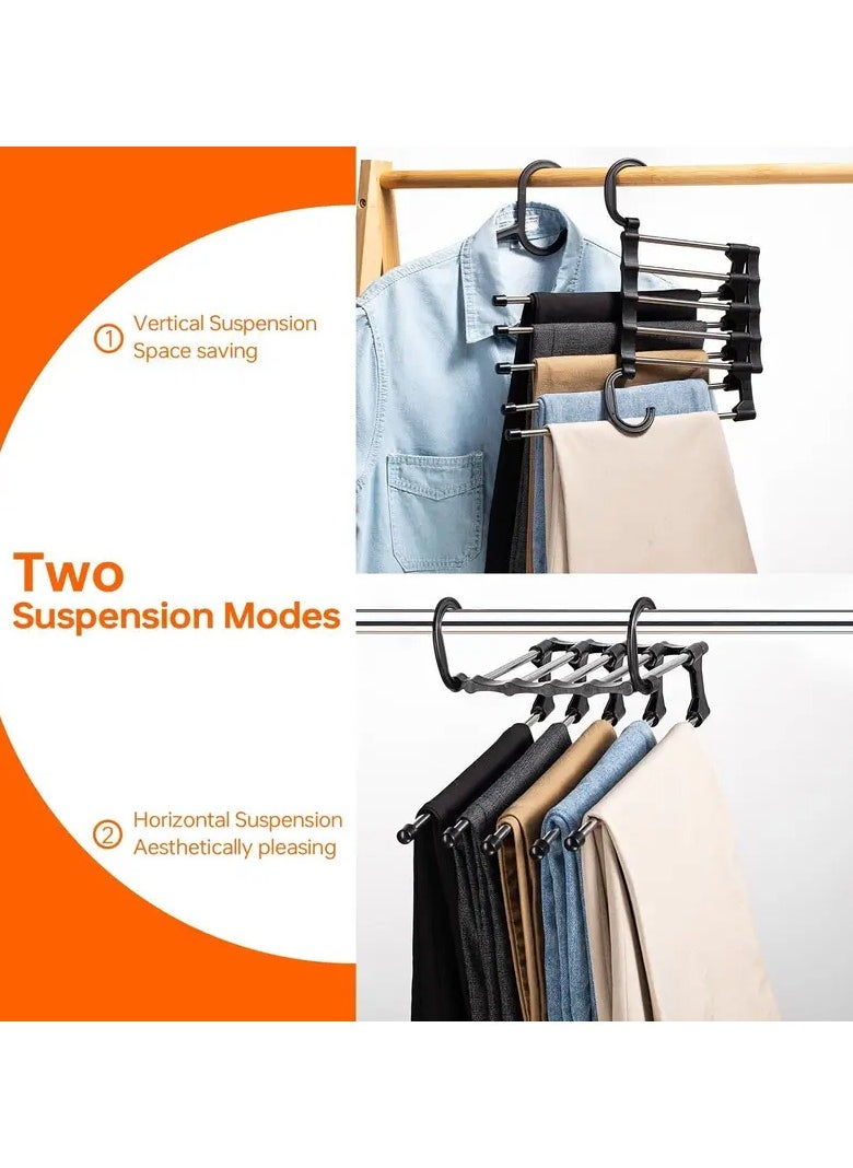 FALMER Adjustable Trouser Hanger with Double Hooks - Stainless Steel Closet Storage, Space Saving Design - Black  - Image 3