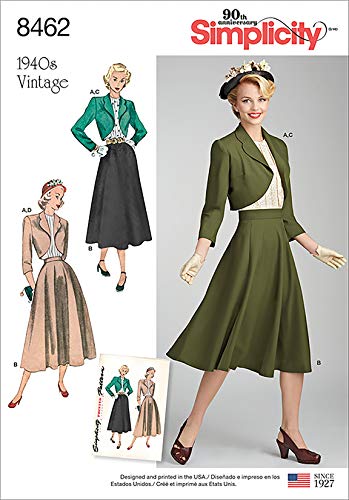 Simplicity US8462H5 1940's Fashion Women's Vintage Blouse, Bolero, and Skirt Sewing Patterns, Sizes 6-14 - Image 2