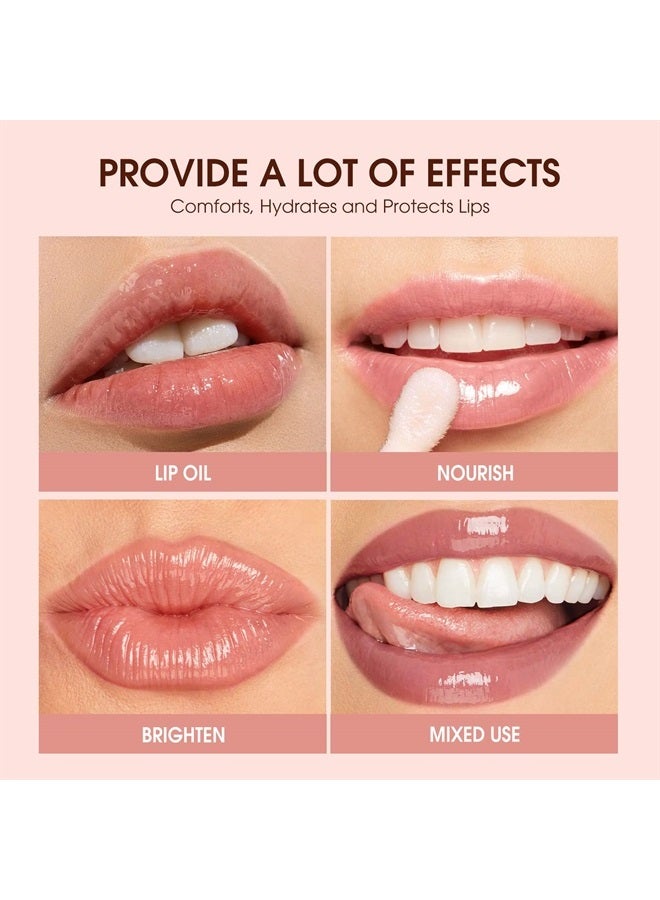 Mrettick Plumping Lip Oil 4 Packs Hydrating Lip Glow Oil Fruit Extract Lip Gloss Moisturizing Lip Balm and Tinting for Dry Lips - Image 5