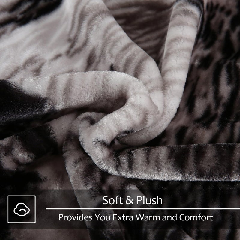JYK Wolf Blanket Soft Mink Blanket, 5.7 LB Fleece King 83" X 91" Reversible 520GSM Super Soft Plush, Thick, Warm Moon Wolf - Image 5