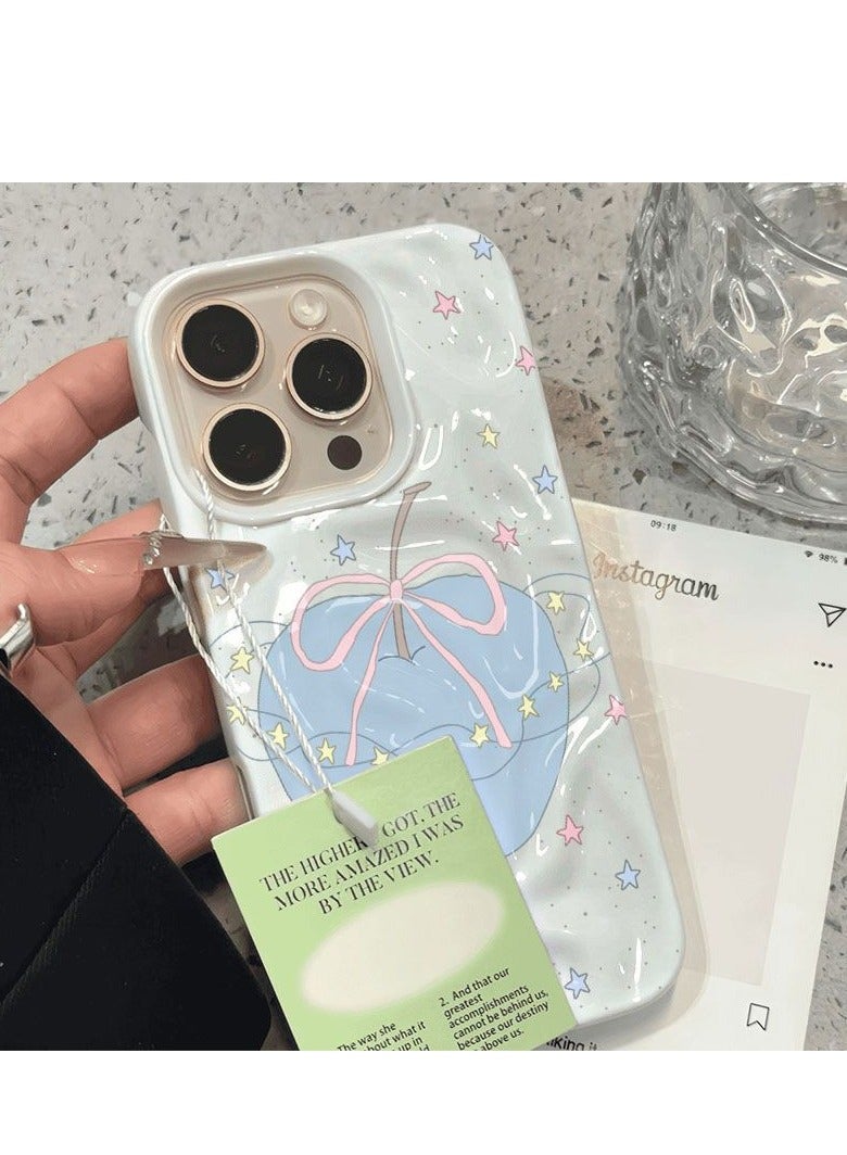 NIBEMINENT Star Blue Apple Protective TPU Case Cover For IPhone 16 Pro Max, White