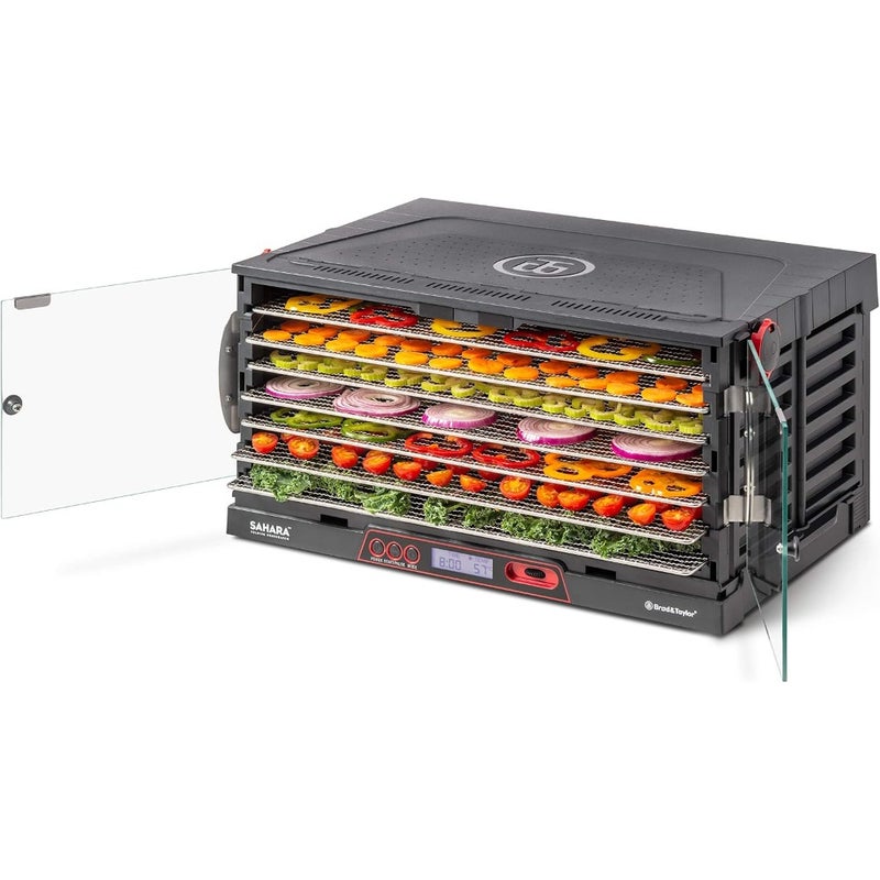 Sahara Foldable Food Dehydrator 7 Stainless Steel Shelves 2x99-Hour Timer with Auto Shut-Off Air-Recirculation System for Faster Drying Includes Dehydration Guide Electric 1.2 m Drying Area Black - Image 2