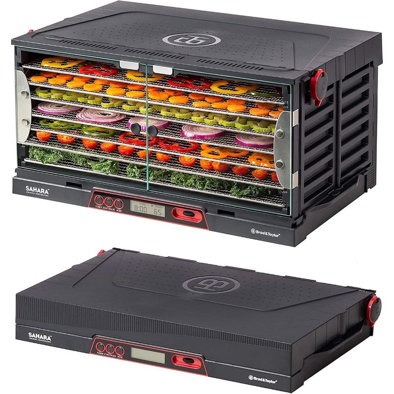 Sahara Foldable Food Dehydrator 7 Stainless Steel Shelves 2x99-Hour Timer with Auto Shut-Off Air-Recirculation System for Faster Drying Includes Dehydration Guide Electric 1.2 m Drying Area Black - Image 1