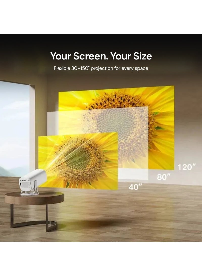وونكت Mini Projector, 120 ANSI Brightness, Android 11, 1GB RAM 8GB Storage, WiFi and Bluetooth 5.4, Auto Keystone, Up to 120-Inch Projection, Portable Home Cinema Projector, White S40 White - Image 5