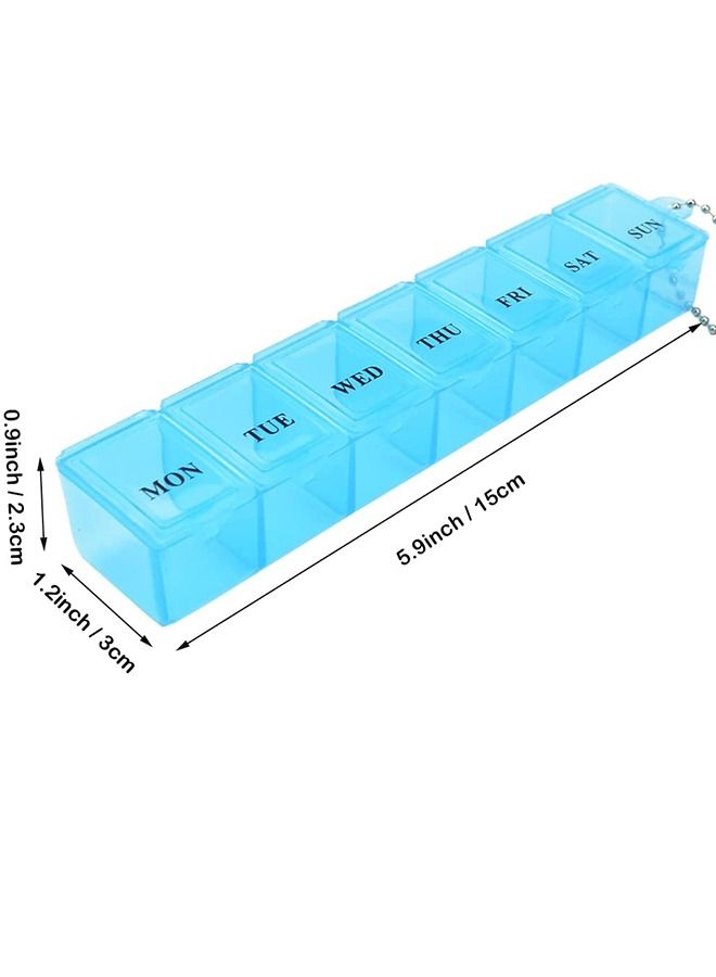 2 Pcs Weekly Pill Organizer Medicine Holder, Pill Case Week Medication Container for Travel (Blue+White) - Image 2