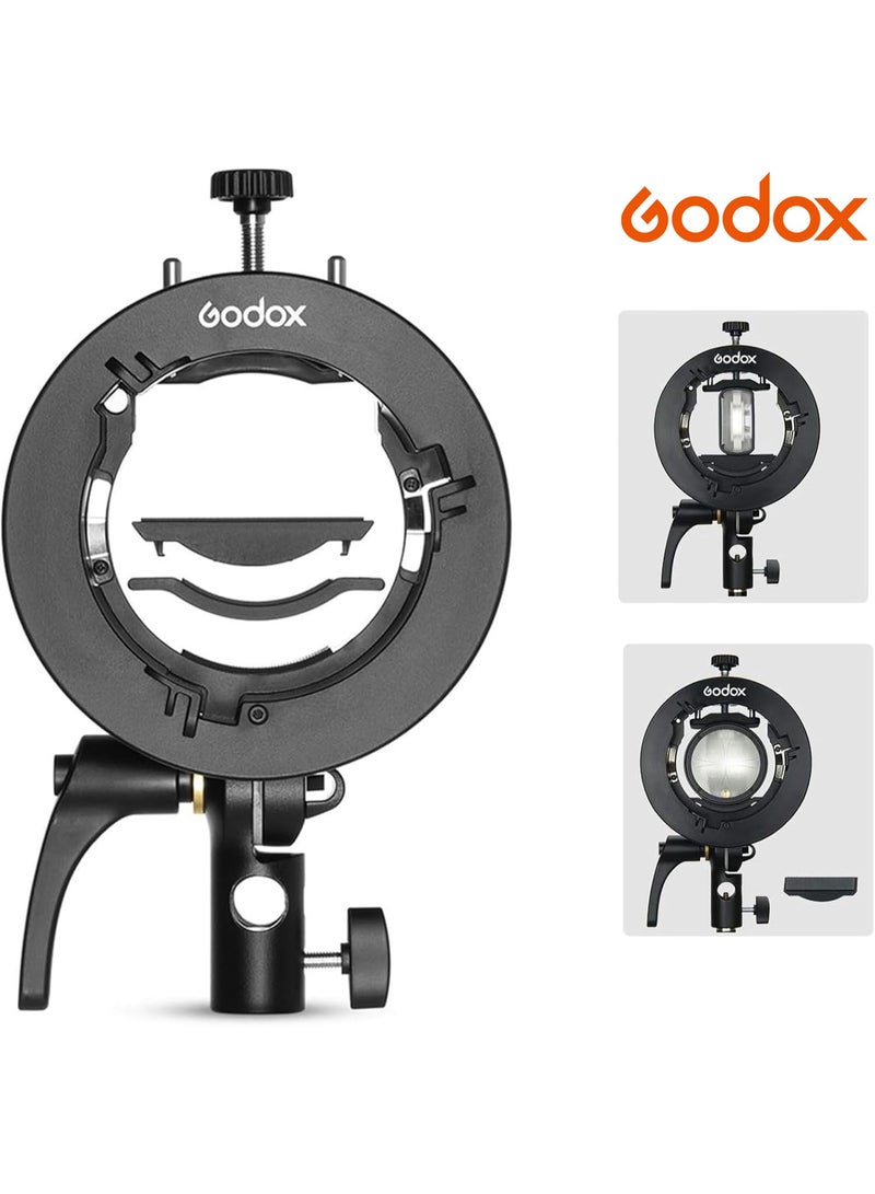 جودوكس حامل فلاش S2 من نوع S، حامل Bowens لـ Godox V1 وV1Pro وV100 وAD200 وAD200ProII وAD300Pro وAD400Pro وAD400ProII وV860II وTT685 وTT600 وTT350، مع تحكم دقيق في الإمالة وفتحة تثبيت المظلة - Image 1