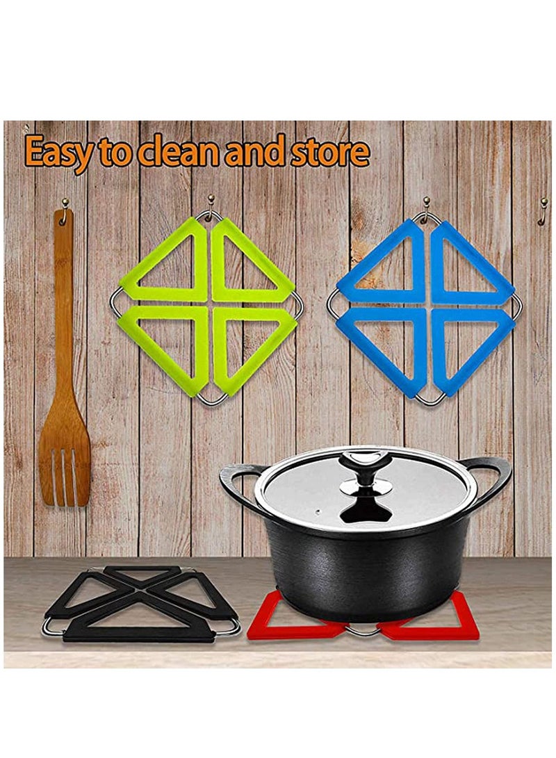 Y&D Silicone Stainless Multifuntion Trivet Mat Set of 4, Heat Resistant Washable Kitchen Table Mats Bowl Mats, Dish Placemats, and Drink Coasters  - Image 5