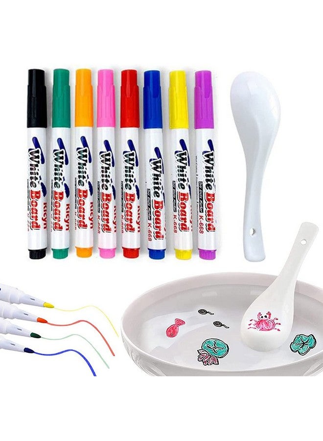 Clobeau Magical Water Painting Pen 12 Colors Magic Doodle Drawing Pens Erasing Whiteboard Marker Doodle Water Floating Pens For Teaching Drawing Water Painting Markers Doodle Pen Floating Ink Pen Draw Pens - Image 1