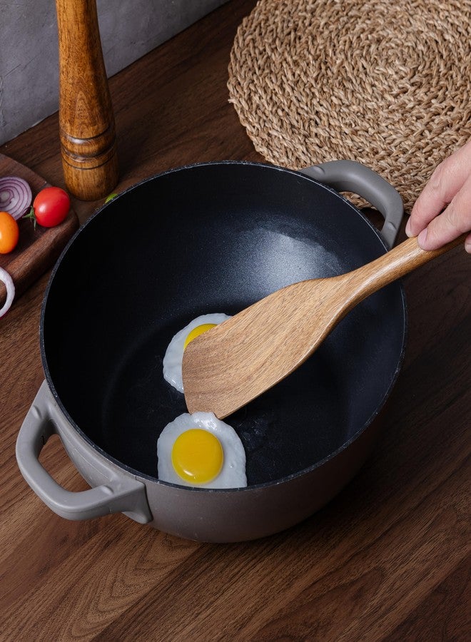 LEHAHA Wooden Spatulas & Spurtle Sets of 2, 13.25" Durable Flat Turner and Slotted Spatula for Nonstick Cookware, Long Handle Natural Acacia Wooden Cooking Utensils, Kitchen Utensils Set for Cooking - Image 5