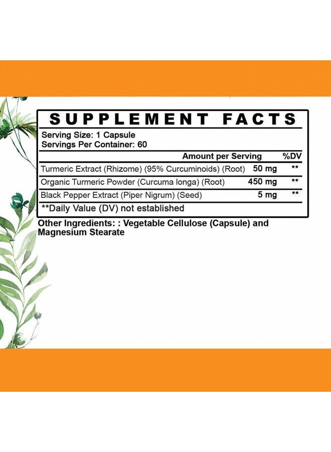 Angry Supplements Vegan Turmeric Curcumin with Black Pepper Extract (60 Veggie Capsules-2 Month Supply), 95% Curcuminoids - Best All Natural Powerful Antioxidant for Joint Support and Pain Relief (1-Bottle) - Image 2