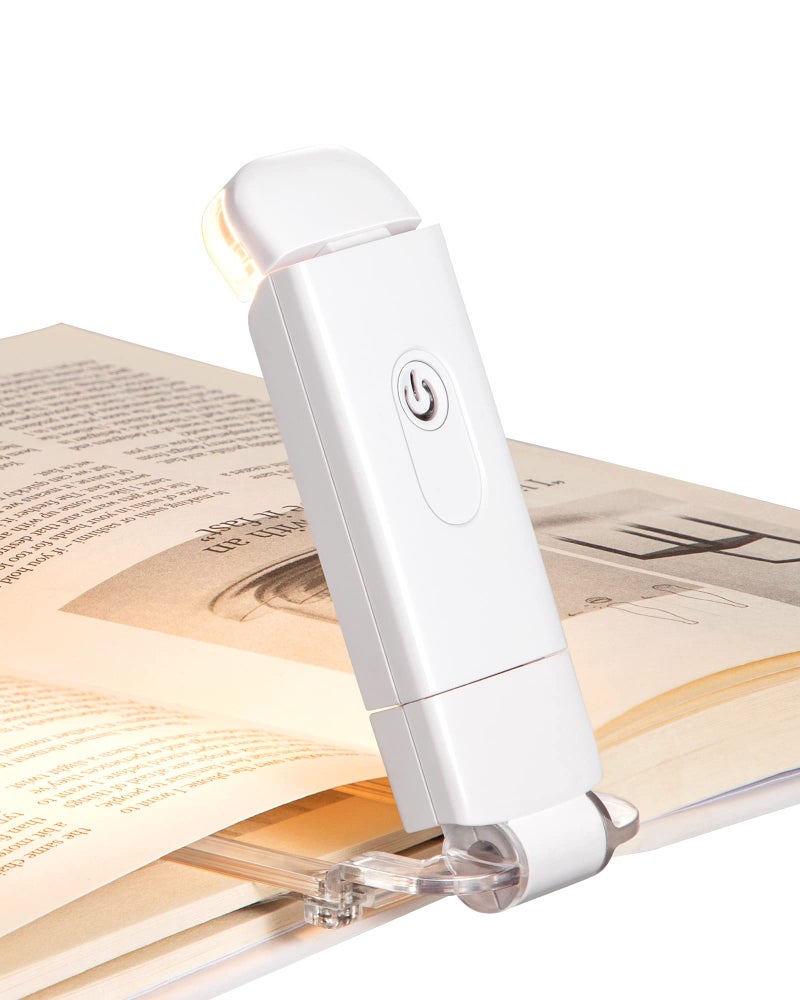 DEWENWILS Book Reading Light, Rechargeable Booklight for Reading at Night, Clip on LED Book for Kids, Bookworms, Blue Light Blocking, 4 Brightness Adjustable for Eye Care (White) - Image 1