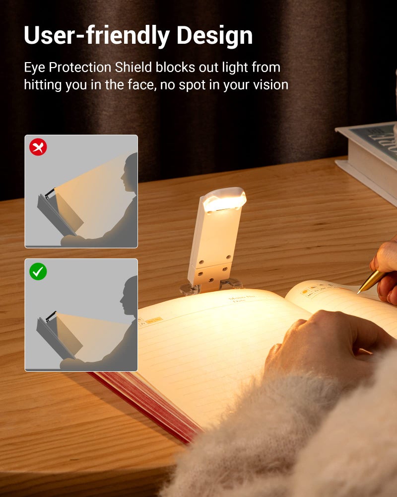 DEWENWILS Book Reading Light, Rechargeable Booklight for Reading at Night, Clip on LED Book for Kids, Bookworms, Blue Light Blocking, 4 Brightness Adjustable for Eye Care (White) - Image 5