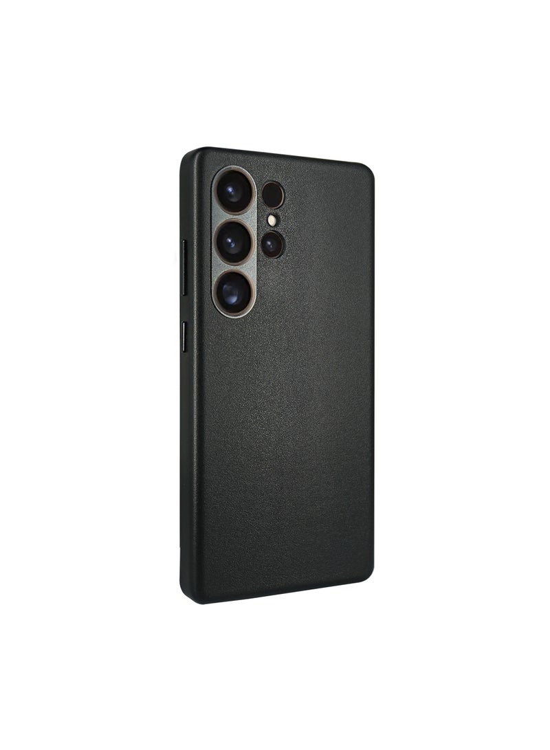 A-Case its My Case Caspian Series Made of Premium Quality Vegan Leather Slim Fit Lens Protection Classic Luxury Elegant for Galaxy S25 Ultra Compatible with Magsafe - Black - Image 2