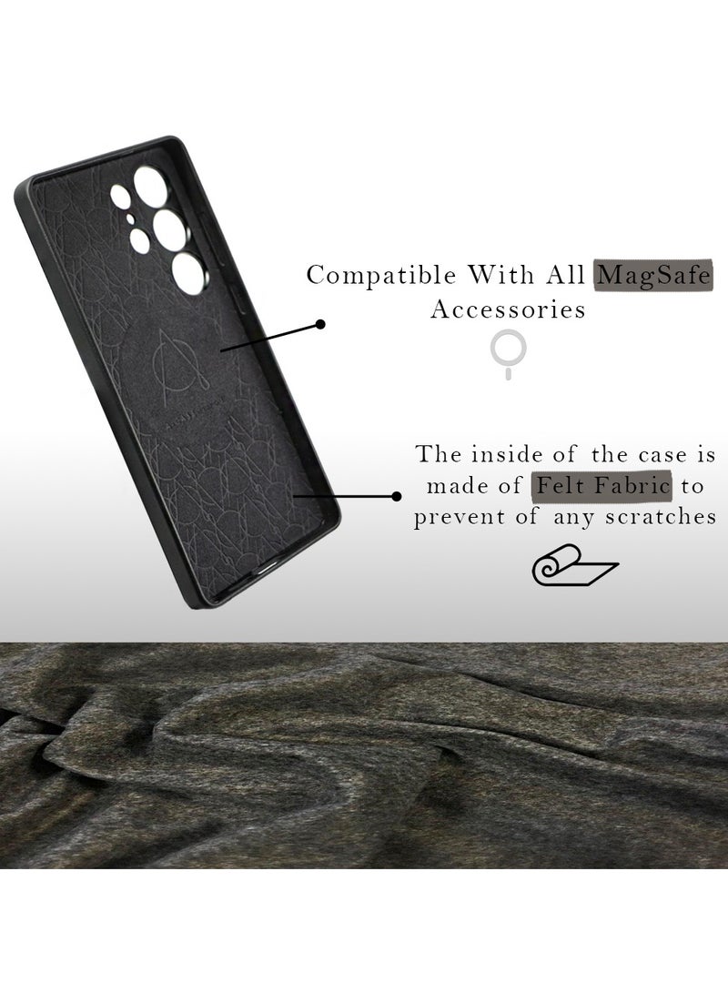 A-Case its My Case Caspian Series Made of Premium Quality Vegan Leather Slim Fit Lens Protection Classic Luxury Elegant for Galaxy S25 Ultra Compatible with Magsafe - Black - Image 3