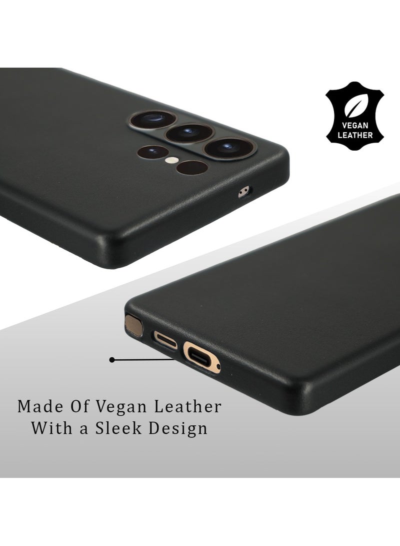 A-Case its My Case Caspian Series Made of Premium Quality Vegan Leather Slim Fit Lens Protection Classic Luxury Elegant for Galaxy S25 Ultra Compatible with Magsafe - Black - Image 5