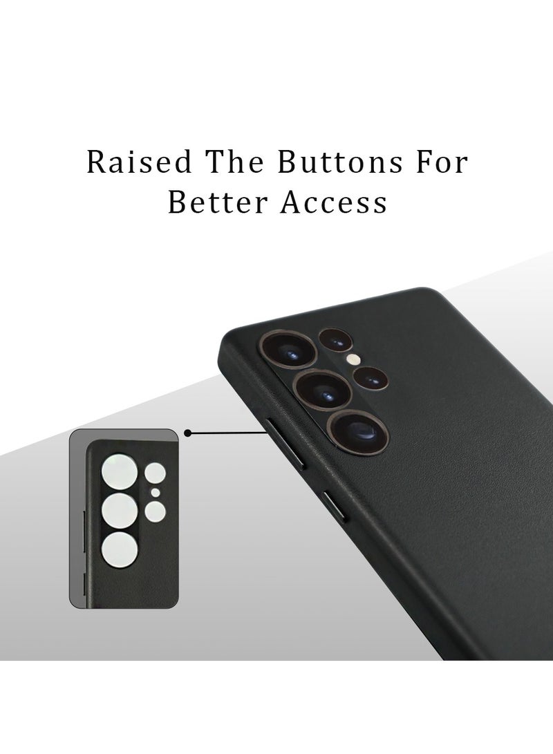 A-Case its My Case Caspian Series Made of Premium Quality Vegan Leather Slim Fit Lens Protection Classic Luxury Elegant for Galaxy S25 Ultra Compatible with Magsafe - Black - Image 4