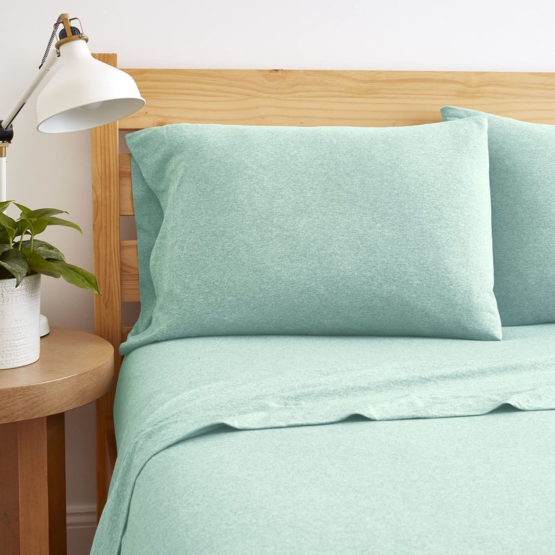 BED INC BED INC Road Trip America Jersey Sheets Full Set - Cotton (4 Pieces) Deep Pockets T-Shirt Soft Knit Stretchy Jersey Full Size Sheet Sets Set - 1 Flat 1 Fitted 2 Pillowcases (Classic Mint  Full)  - Image 2