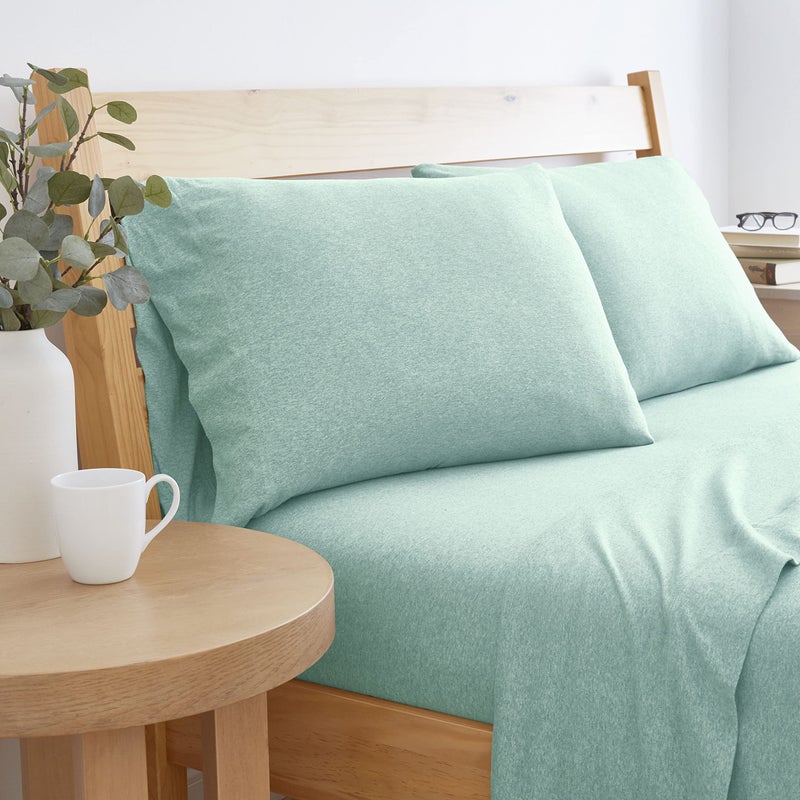 BED INC BED INC Road Trip America Jersey Sheets Full Set - Cotton (4 Pieces) Deep Pockets T-Shirt Soft Knit Stretchy Jersey Full Size Sheet Sets Set - 1 Flat 1 Fitted 2 Pillowcases (Classic Mint  Full)  - Image 3