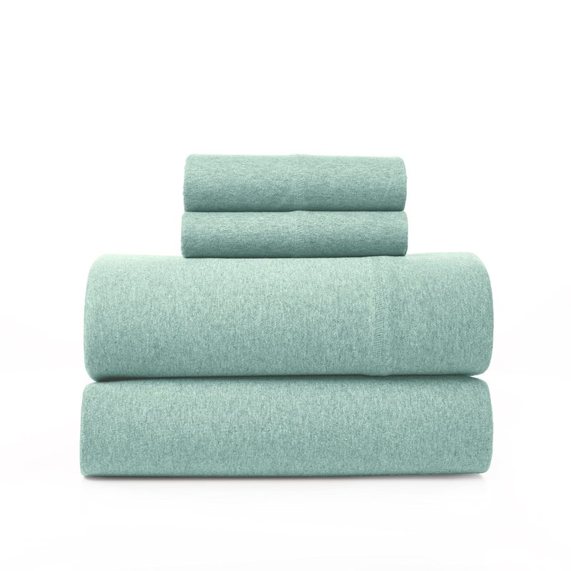 BED INC BED INC Road Trip America Jersey Sheets Full Set - Cotton (4 Pieces) Deep Pockets T-Shirt Soft Knit Stretchy Jersey Full Size Sheet Sets Set - 1 Flat 1 Fitted 2 Pillowcases (Classic Mint  Full)  - Image 1