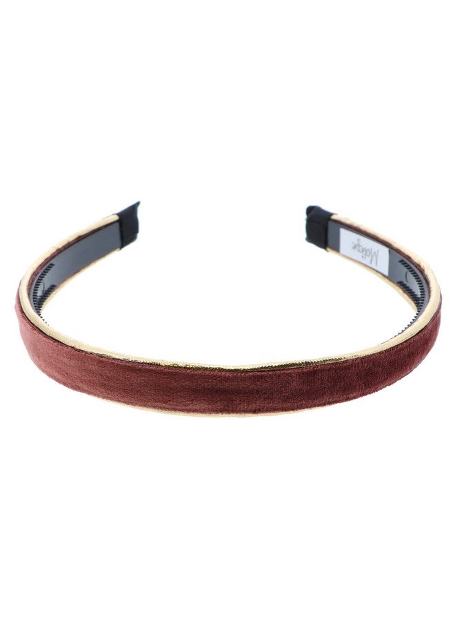 Motique Accessories Classy Velvet Headband With Gold Trim For Girls And Womenbrown - Image 2