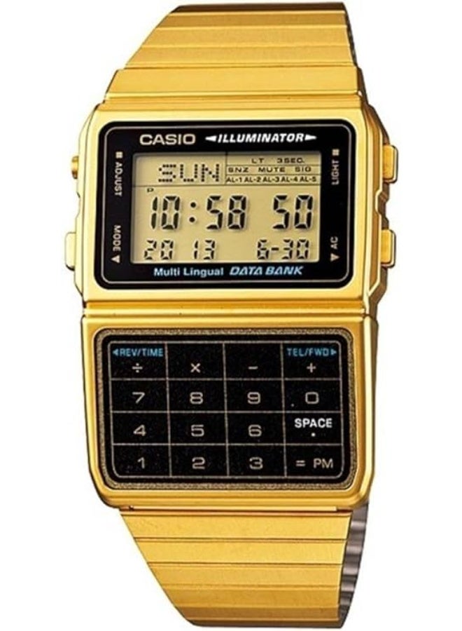 Men's Youth Water Resistant Data Bank Digital Watch DBC-611G-1DF - 47 mm - Gold
