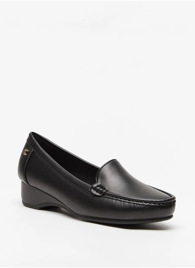 لو كونفورت Women'S Solid Slip-On Block-Heeled Loafers