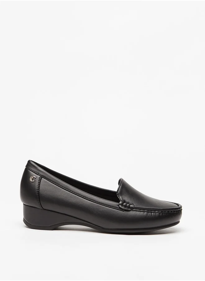 لو كونفورت Women'S Solid Slip-On Block-Heeled Loafers