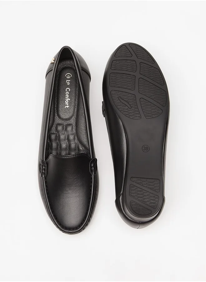 لو كونفورت Women'S Solid Slip-On Block-Heeled Loafers