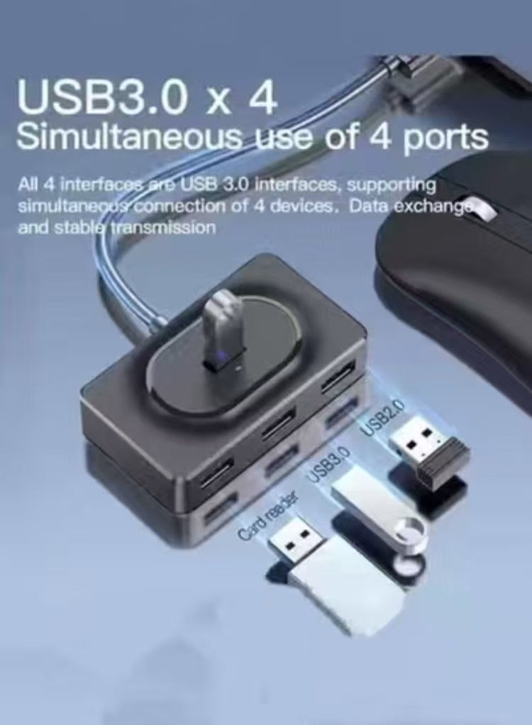 Captaintech 4 Port USB Hub 3.0 Data Hub with 1 m Portable Extension Cable High Speed Compatible for MacBook Air, Mac Mini, iMac Pro, Microsoft Surface, Ultrabooks - Image 3
