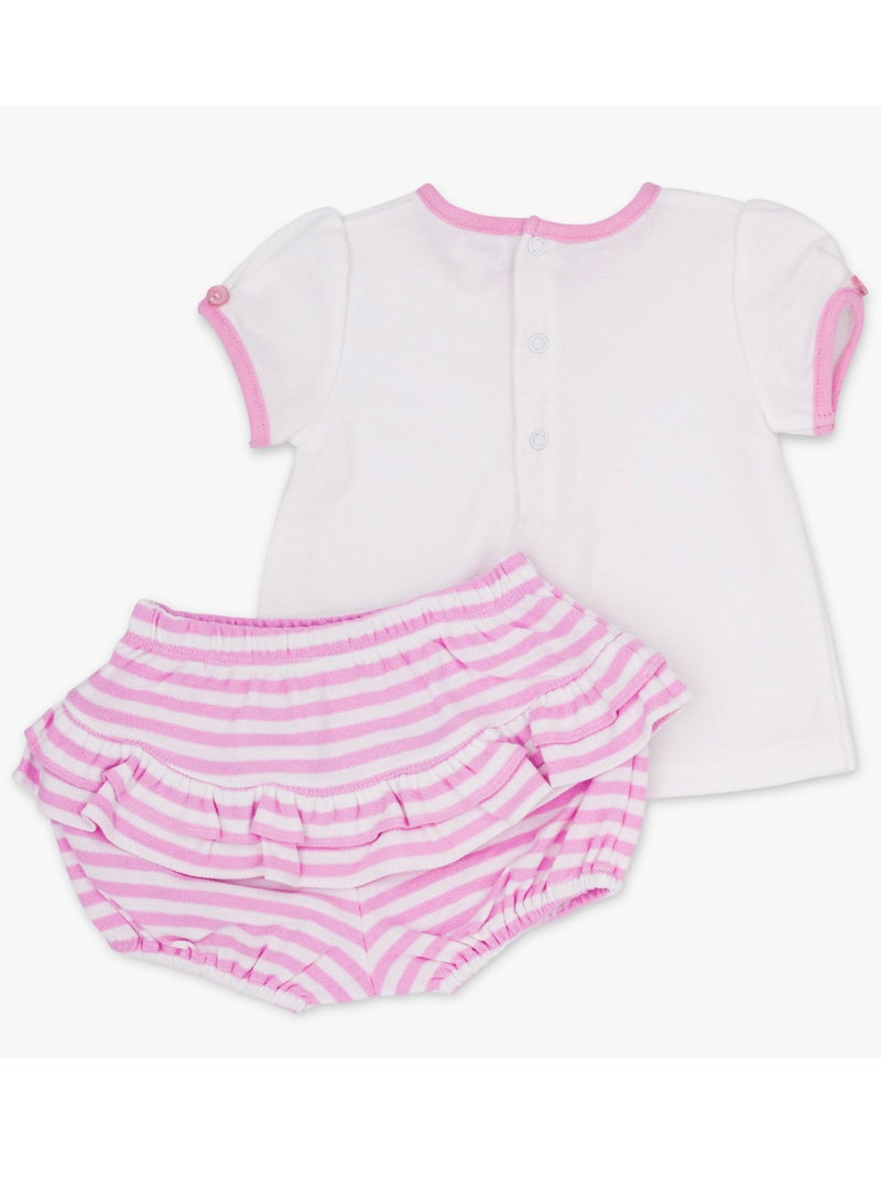 MOON 100% Cotton Top & Bloomer 0-3M Pink - Pink Stripes - Image 5