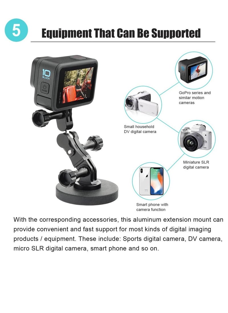 Y&D - Aluminum Ball Handlebar Mount 360 Rotation and Lock Any Direction, Shock-Resistant Compatible with Max Hero 9 8 DJI OSMO Action Camera - Image 1