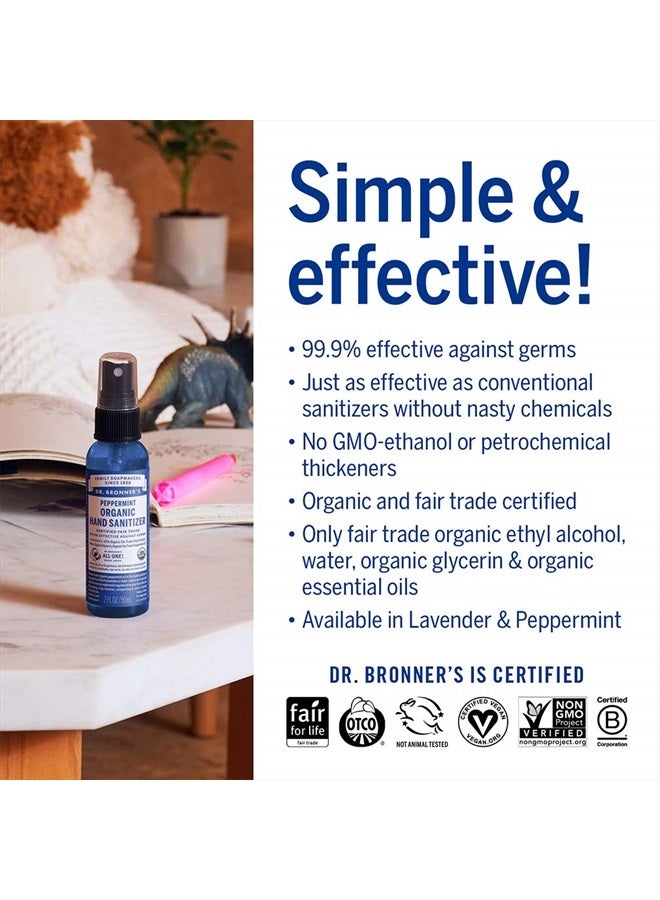 Dr. Bronner's Organic Hand Sanitizer Spray (Lavender, 2 Ounce, 2-Pack) - Simple and Effective Formula, Cleanses & Sanitizes, No Harsh Chemicals, Moisturizes and Cleans Hands - Image 5