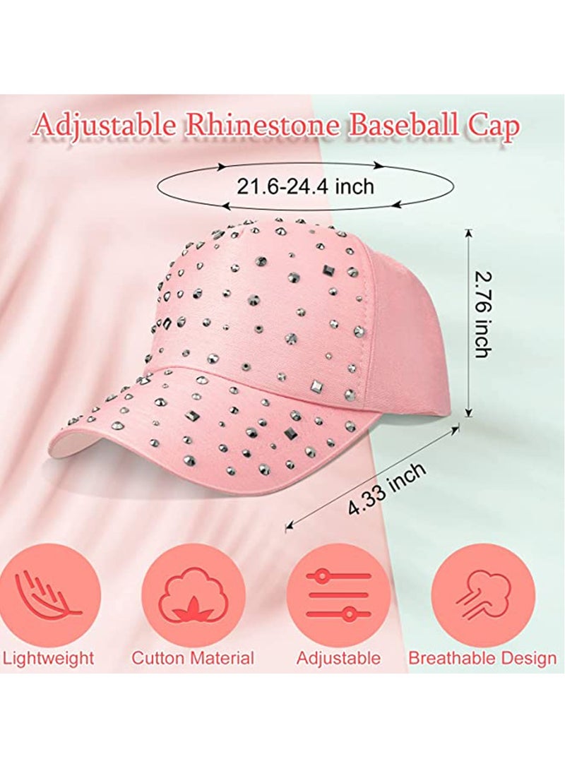 SYOSI Rhinestone Baseball Cap, Womens Bling Cap, Summer Breathable Sunscreen Hat, Men Sequins Casual Sports Cap, Men and Women Duck Tongue Hat Casquette Adjustable,  Gifts for Women 4 Pcs  - Image 3