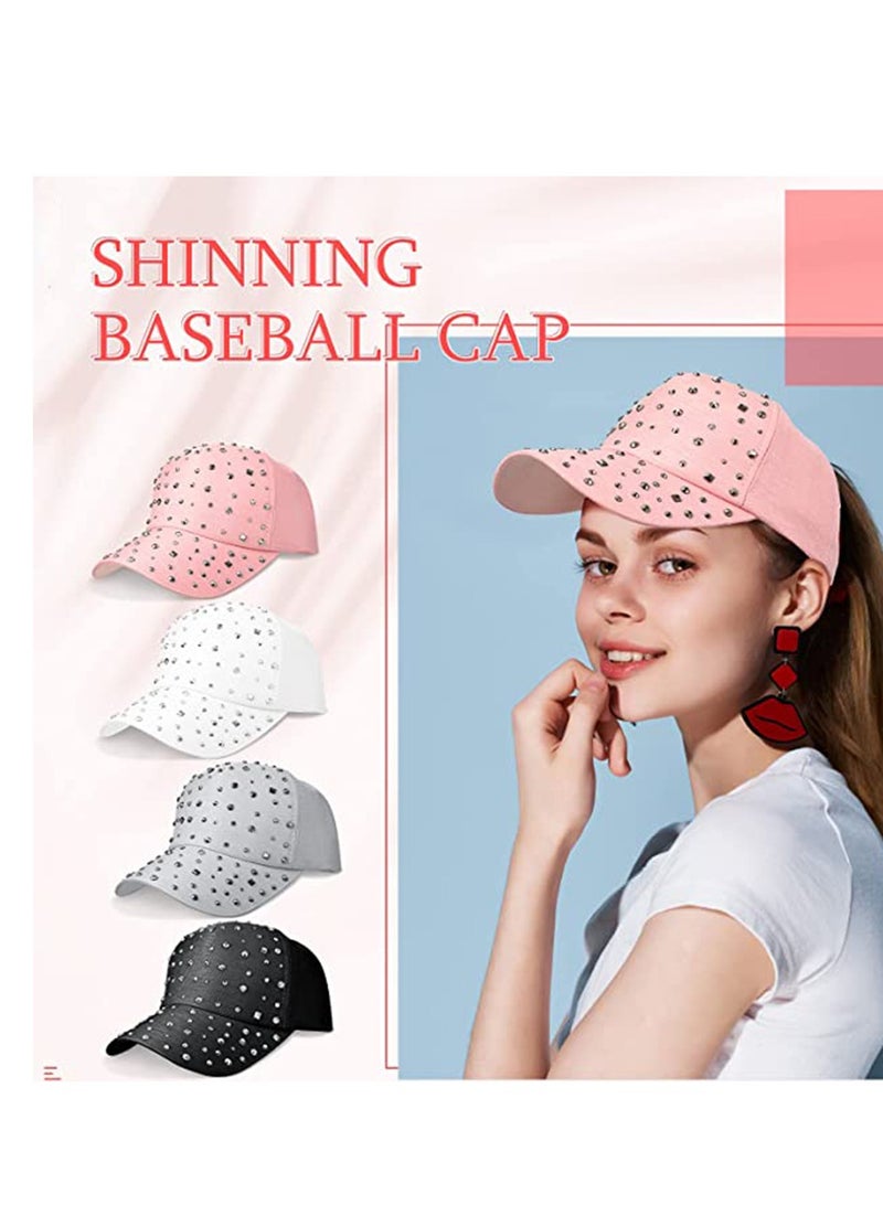 SYOSI Rhinestone Baseball Cap, Womens Bling Cap, Summer Breathable Sunscreen Hat, Men Sequins Casual Sports Cap, Men and Women Duck Tongue Hat Casquette Adjustable,  Gifts for Women 4 Pcs  - Image 4