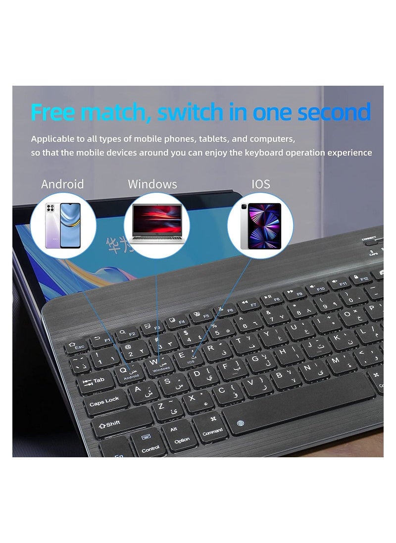 Arabic Bluetooth Keyboard,Ultra-thin Wireless Rechargeable Keyboard,Universal Use for iPhone/iPad Air/iPad Pro/iPad Mini/Mac,Windows,PCs - Image 4