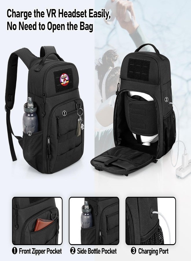 PGmoon Travel Carry Case Compatible with Oculus Meta Quest 2/Quest 3/Quest Pro/VR Elite Strap, Protective Carrying Case Bag with Plenty of Pockets for Controllers & Accessories (Patent Design) - Image 4