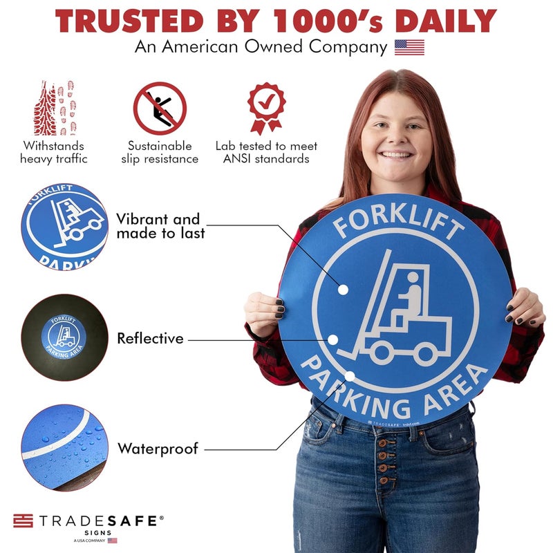 TRADESAFE Forklift Parking Area Anti-Slip Floor Sticker - Forklift Decal Floor Sign, Peel and Stick Adhesive Vinyl Sign, ANSI-Compliant, 17” Diameter Round Sticker - Image 2