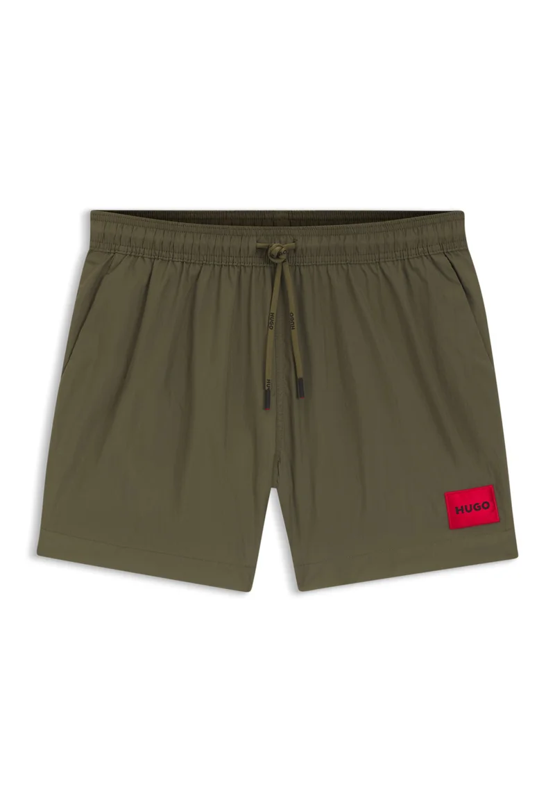HUGO Dark Green Quick-dry swim shorts with logo label for Men | Best Price UAE