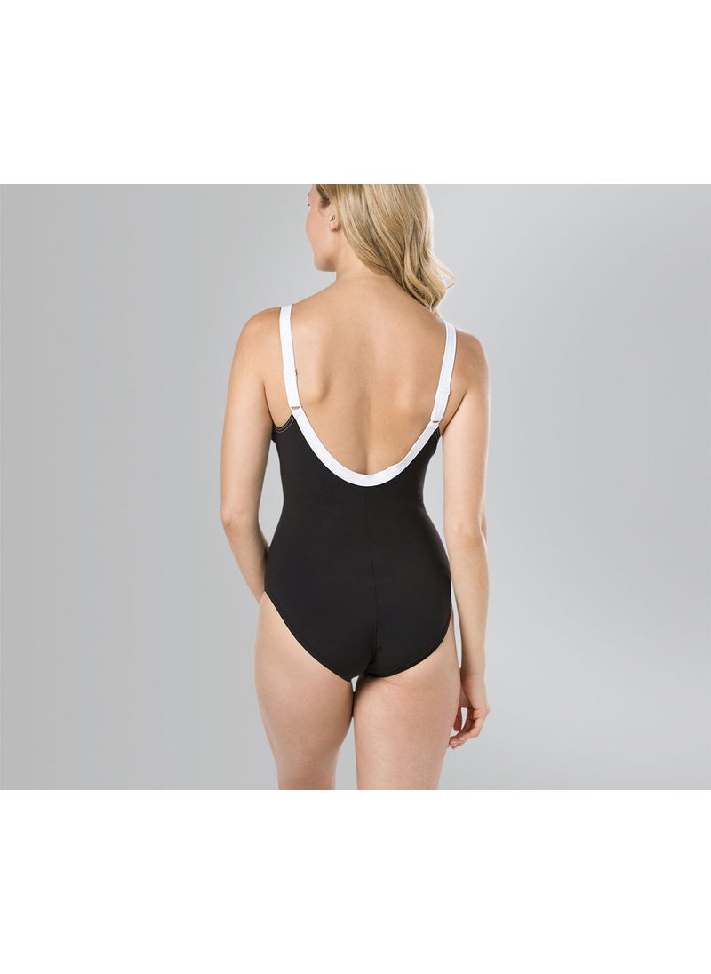 speedo Women Aqua Jewel Swimsuit, Black and Green and White  - Image 2
