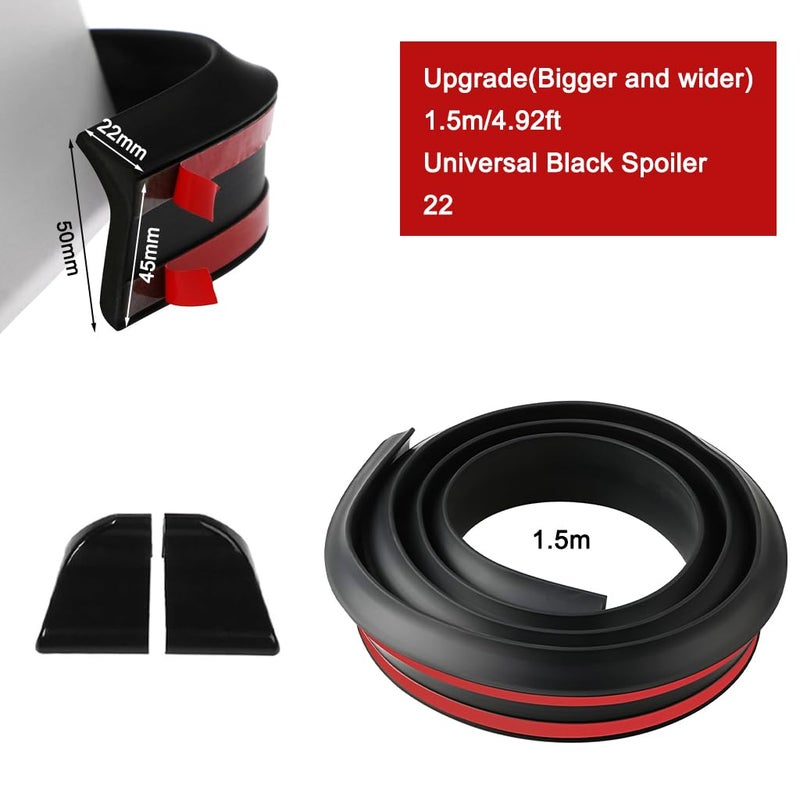 STHIRA ® 4.5CM Wide 1.5M Spoiler for Car Universal Matte Black Car Spoiler Lip Kit, Rubber Trunk Strip Bar for Enhanced Aerodynamics Stylish Spoiler for Sedan Car Upgrade Car Spoiler Fits Most Cars - Image 2