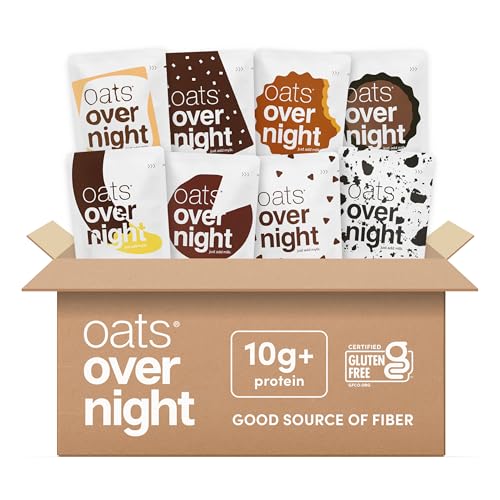 Oats Overnight Chocolate Variety Pack - High Protein, High Fiber Breakfast Protein Shake - Gluten Free Oatmeal, Non GMO High Protein Oatmeal - Smores, Dark Chocolate Sea Salt & More Flavors (8 Pack) - Image 1