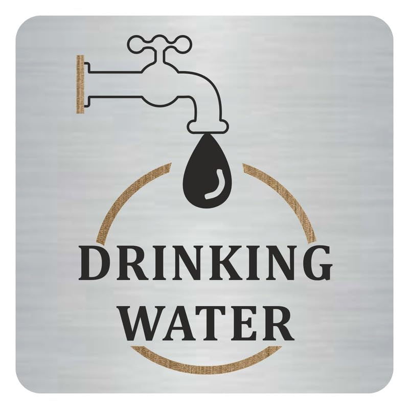 Zouple Drinking Water Sign, 6x6 Inch, Durable Steel, Self-Adhesive - Image 1