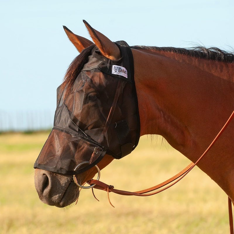 Cashel Quiet Ride Long Nose Horse Fly Mask QRHL Black - Image 1