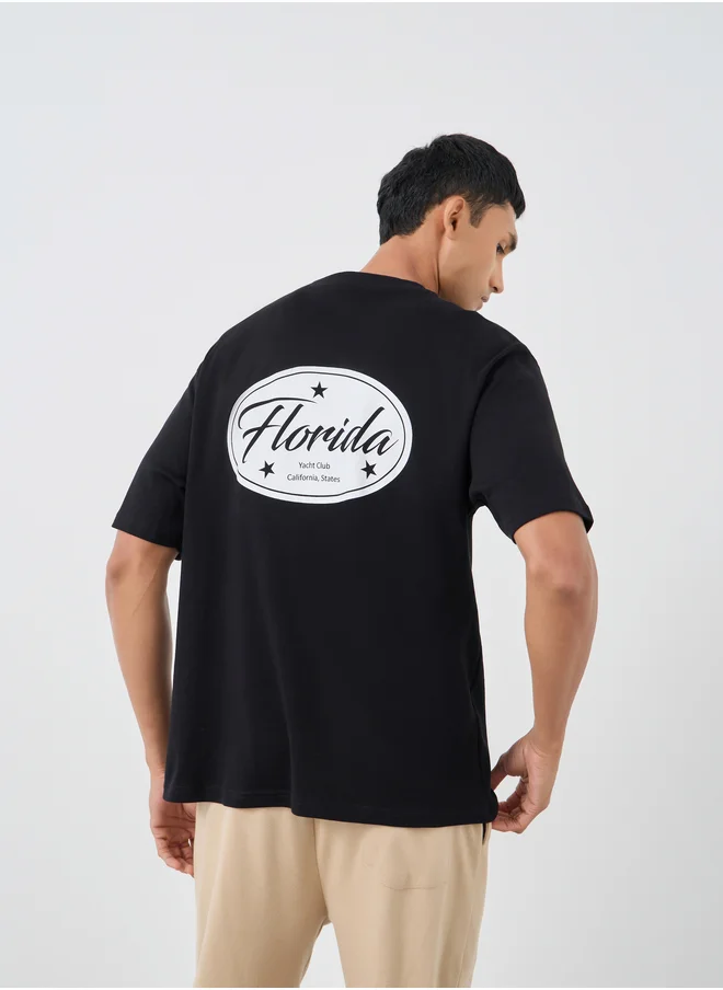 ستايلي Styli Graphic Print Round Neck Oversized T-Shirt