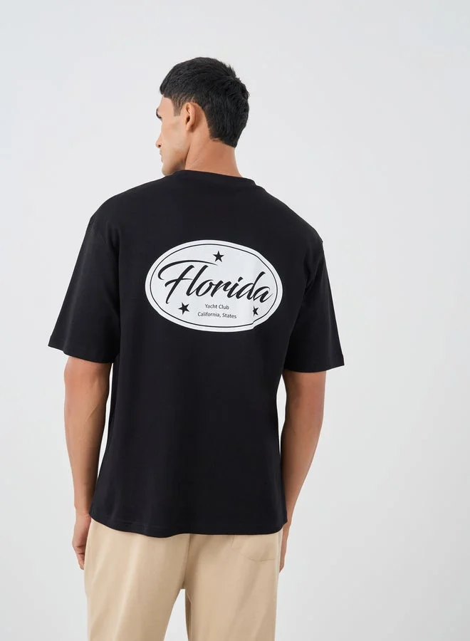 Styli Graphic Print Round Neck Oversized T-Shirt