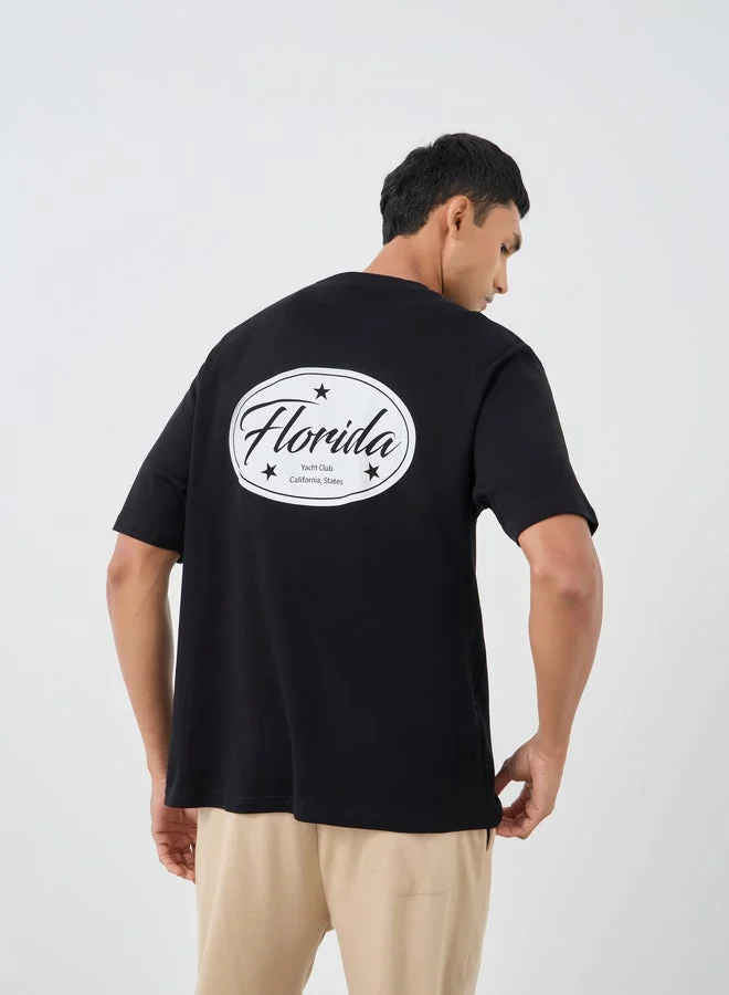 Styli Graphic Print Round Neck Oversized T-Shirt