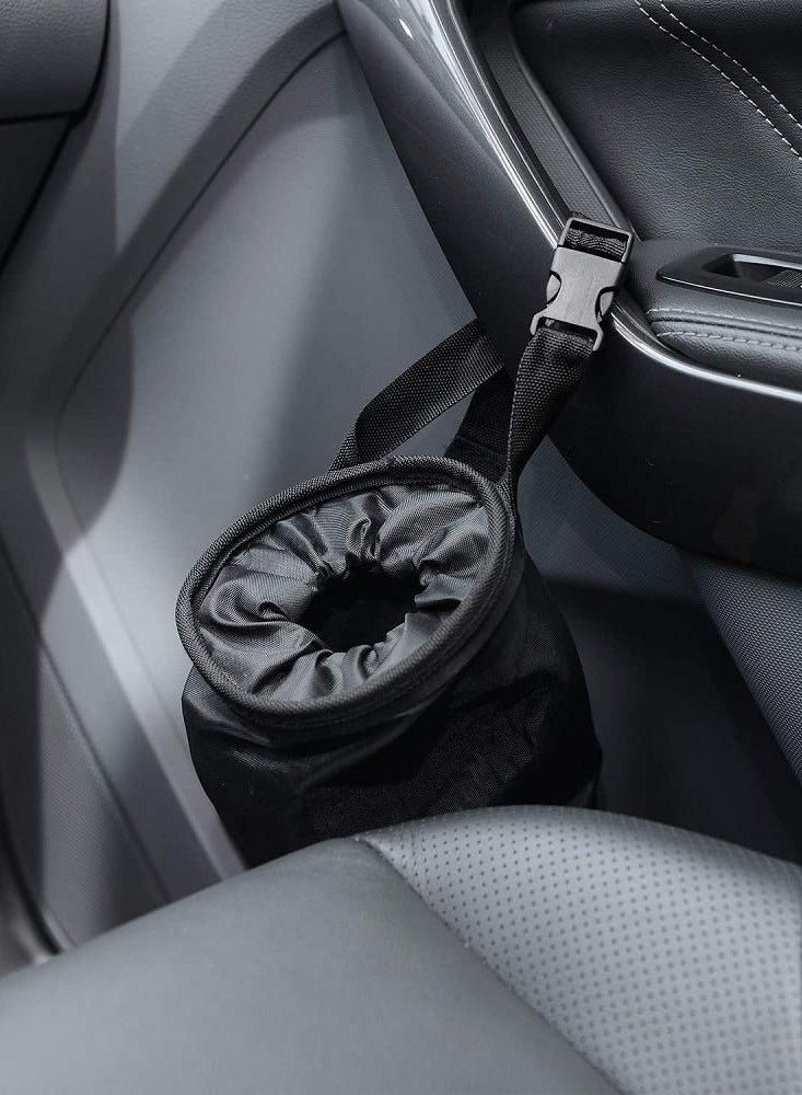 Halamodo Oxford Material Car Trash Bag Hanging，Universal Car Garbage Bag Back Seat Headrest Litter Trash Garbage Can (Black) - Image 2