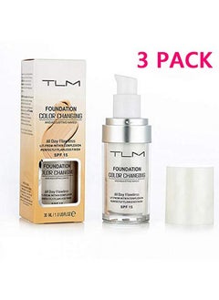 MISS OCEAN 30Ml Tlm Concealer Coverflawless Colour Changing Warm Skin Tone Foundation Makeup Base Nude Face Liquid Cover Concealer（3Pack）  - Image 1