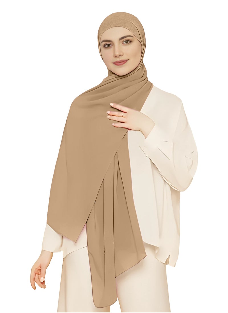 NUKHBAA Chiffon Pale Taupe color Hijab-H2 