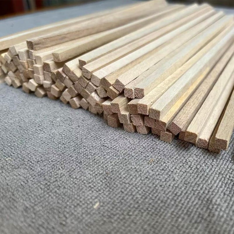 100 Pieces Unfinished Wood Sticks Square Dowel Rods Wooden Hardwood Strips for DIY Arts and Model Crafts Suitable for Airplane Models Kids Crafts, 150mmx4mmx4mm - Image 2